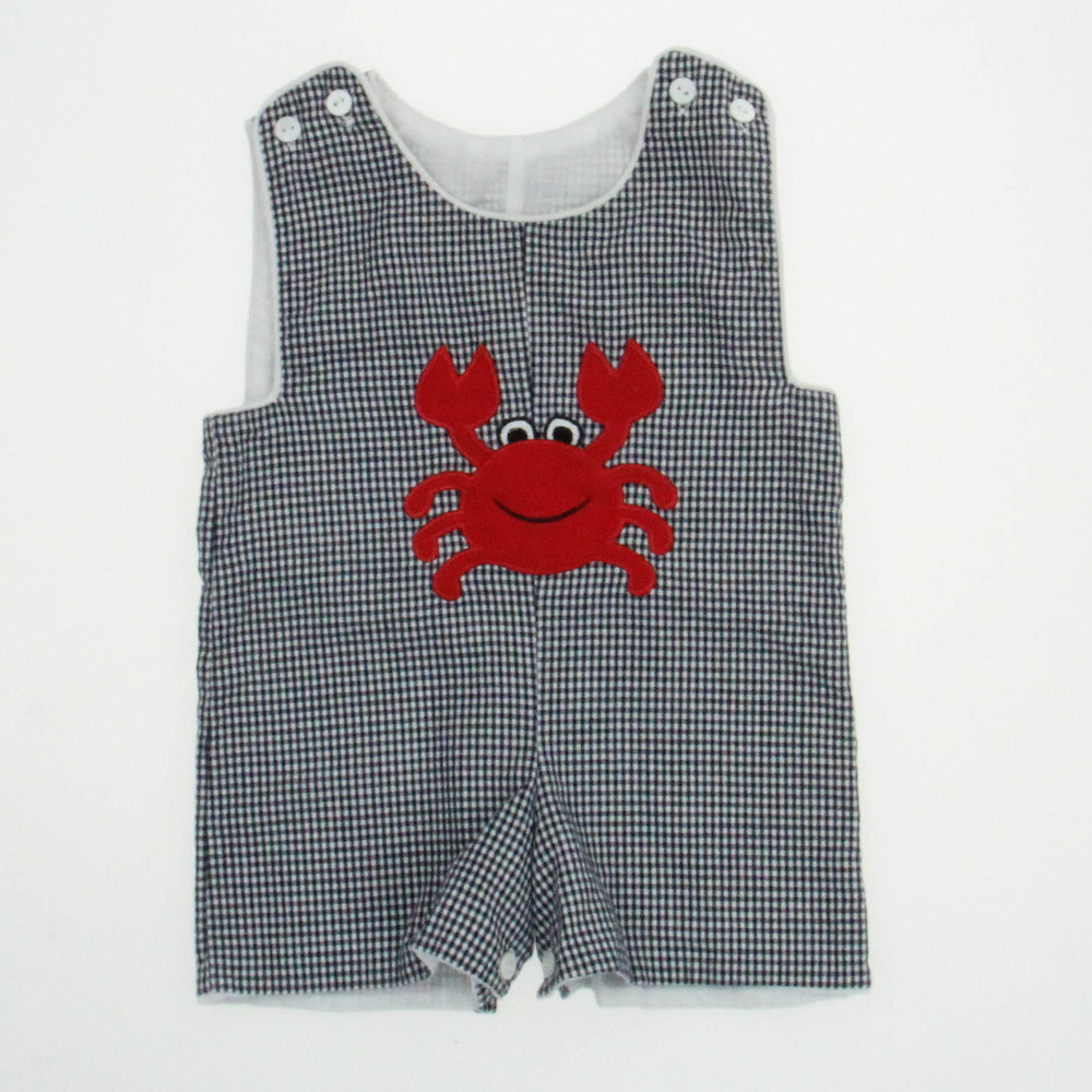 Beehave Boys Navy/White/ Red Crab Romper size: 6 Months